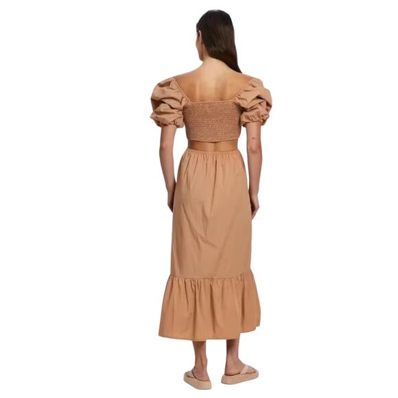 Faithfull The Brand Plain Hazelnut Bloom Midi Dress - Picture 5 of 14